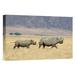 East Urban Home Tanzania Ngorongoro Crater Black Rhinoceros & Calf Crossing Savannah - Wrapped Canvas Photograph Print Canvas in White | Wayfair