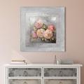 Ophelia & Co. 'Roses on Gray III' Painting Print on Wrapped Canvas in White | 36 H x 36 W x 1.5 D in | Wayfair OPCO3292 39986990