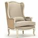 Wingback Chair - One Allium Way® Eira 33" Wide Wingback Chair Linen/Wood in Brown/White | 49 H x 33 W x 28.5 D in | Wayfair ONAW3828 43297818