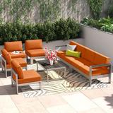 Ivy Bronx Shore 7-piece Outdoor Patio Sectional Sofa Set Metal in Orange | Wayfair ORNE3674 41988437