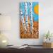 Red Barrel Studio® 'Birch Bend Autumn' Acrylic Painting Print on Wrapped Canvas in Blue/Green/Orange | 24 H x 12 W x 1.5 D in | Wayfair