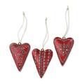 The Holiday Aisle® 3 Piece Heart Holiday Shaped Ornament Set Metal in Red | 4 H x 3 W x 1 D in | Wayfair THDA6842 43339586