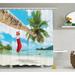 The Holiday Aisle® Christmas Beach Xmas Stockings Single Shower Curtain Polyester | 70 H x 69 W in | Wayfair THLA2021 39393985