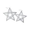 The Holiday Aisle® Set of 2 Silver Glittered 3D Wire Frame Star Christmas Ornaments 8.25" Metal in Gray | 8 H x 8 W x 1.5 D in | Wayfair