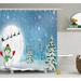 The Holiday Aisle® Christmas Jolly Snowman Santa Shower Curtain + Hooks Polyester | 75 H x 69 W in | Wayfair THLA2048 39394065