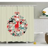 The Holiday Aisle® Christmas Decorative Ball Single Shower Curtain Polyester in White | 70 H x 69 W in | Wayfair THLA2009 39393949