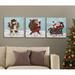 The Holiday Aisle® 'Snowman & Santa' 3 Piece Graphic Art Print Set on Wrapped Canvas in Black/Brown/Red | 18 H x 18 W x 1.5 D in | Wayfair