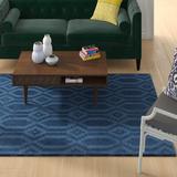 Blue 93 x 0.4 in Area Rug - Wrought Studio™ Brack Geometric Handmade Wool Area Rug Wool | 93 W x 0.4 D in | Wayfair