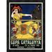 Global Gallery 'Copa Catalunya' by J. Muntanya Framed Vintage Advertisement Canvas in Blue/Yellow | 24 H x 17.7 W x 1.5 D in | Wayfair
