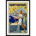 Global Gallery 'Saint-Raphael, SNCF' by J. Munier Framed Vintage Advertisement Paper in Blue/Yellow | 42 H x 28.26 W x 1.5 D in | Wayfair