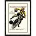 Global Gallery 'Soccer on Motorcycle' Framed Vintage Advertisement Canvas in Black | 30 H x 22 W x 1.5 D in | Wayfair DPF-382191-1624-119