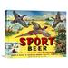 Global Gallery 'Sport Beer' Vintage Advertisement on Wrapped Canvas in Blue/Yellow | 17.6 H x 22 W x 1.5 D in | Wayfair GCS-376174-22-142