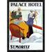 Global Gallery 'Palace Hotel/St. Moritz' by Emil Cardinaux Framed Vintage Advertisement Metal in White | 32 H x 23.06 W x 1.5 D in | Wayfair