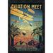 Global Gallery 'Aviation Meet in Los Angeles' Framed Vintage Advertisement Canvas in Blue/Green/Yellow | 26 H x 18 W x 1.5 D in | Wayfair