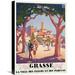 Global Gallery 'Grasse' by Roger Broders Vintage Advertisement on Wrapped Canvas in Blue/Brown | 22 H x 16.1 W x 1.5 D in | Wayfair