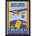 Global Gallery 'Colonial Air Transport - New York to Boston by Air' Framed Vintage Advertisement in Blue/Yellow | 32 H x 22 W x 1.25 D in | Wayfair