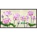 Global Gallery 'Lotus Flowers' by Shin Mills Framed Painting Print on Canvas in Green/Pink/White | 12 H x 24 W x 1.5 D in | Wayfair