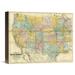 Global Gallery 'National Map of The Territory of The United States, 1868' Graphic Art Print on Wrapped Canvas in Blue/Yellow | Wayfair