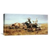 Global Gallery 'O. H. Cowboys Roping a Steer' by Charles M. Russell Painting Print on Wrapped Canvas Canvas | 12 H x 24 W x 1.5 D in | Wayfair