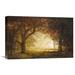 Global Gallery 'Forest Sunrise' by Albert Bierstadt Painting Print on Wrapped Canvas in Gray/Green/Orange | 19.41 H x 30 W x 1.5 D in | Wayfair