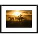 Global Gallery 'Cowboy w/ Lasso Herding Horses at Sunset' Framed Photographic Print Paper in Black/Brown | 18 H x 24 W x 1.5 D in | Wayfair