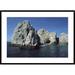 Global Gallery 'Granite Outcrop, Cabo San Lucas, Baja California, Mexico' Framed Photographic Print Paper in Blue | 30 H x 42 W x 1.5 D in | Wayfair