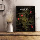 Williston Forge 'Oklahoma City City Map' Graphic Art Print Poster in Black Paper in White | 36 H x 24 W x 0.05 D in | Wayfair WLFR5111 43628498