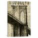 Williston Forge 'Vintage NY Brooklyn Bridge' Graphic Art on Wrapped Canvas Metal in Black | 60 H x 40 W x 1.5 D in | Wayfair WLFR5758 44003237