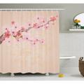 World Menagerie Oosterhout Japanese Cherry Blossoms on Branch Vintage Textured Flourishing Romantic Art Picture Single Shower Curtain | Wayfair