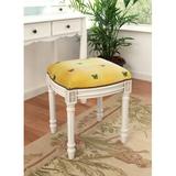 123 Creations Solid Wood Vanity Stool Polyester/Wood/Upholstered in Green/Yellow/Brown | 19 H x 16 W x 15 D in | Wayfair C695WFS