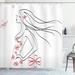 Zoomie Kids Judith Girl Flowers Butterfly Single Shower Curtain Polyester in White | 84 H x 69 W in | Wayfair ZMIE2876 39391530