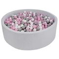 Soft Jersey Baby Kids Children Ball Pit with 1200 Balls, Gift, Diameter 125 cm (Balls Colours: White,Light Pink,Grey)