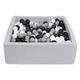 Soft Jersey Baby Kids Children Ball Pit with 450 Balls, Gift, 90x90 cm (Balls Colours: Black,White,Grey)