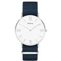 Cristal Unisex Silver Watch with Nylon Strap, Blue / White, Strap