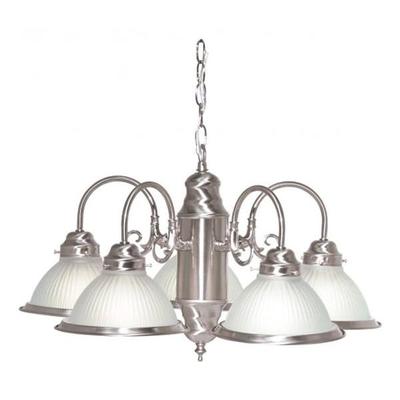 Nuvo Lighting 76695 - 5 Light Brushed Nickel Frosted Ribbed Glass Shades Chandelier Light Fixture (5 Light - 22