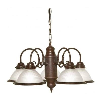 Nuvo Lighting 76694 - 5 Light Old Bronze Frosted Ribbed Glass Shades Chandelier Light Fixture (5 Light - 22