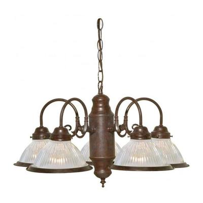Nuvo Lighting 76445 - 5 Light Old Bronze Clear Ribbed Glass Shades Chandelier Light Fixture (5 Light - 22