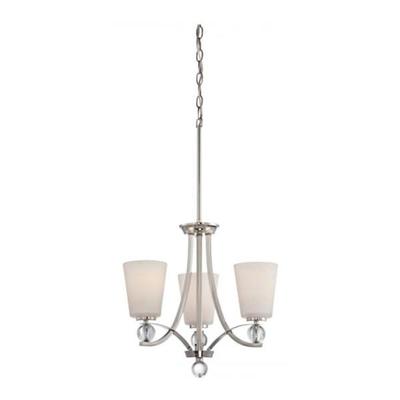 Nuvo Lighting 65496 - 3 Light Polished Nickel Satin White Glass Shades Chandelier Light Fixture (CONNIE - 3 LT CHANDELIER)