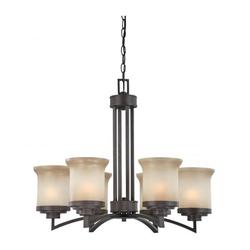 Nuvo Lighting 64125 - 6 Light Dark Chocolate Bronze Saffron Glass Shades Chandelier Light Fixture (Harmony - 6 Light Chandelier w/ Saffron Glass)