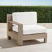 St. Kitts Left-facing Chair in Weathered Teak with Cushions - Stripe, Special Order, Cara Stripe Indigo - Frontgate