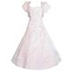 Lito Angels Girls' Beaded Satin White Dress with Bolero, Communion Wedding Party Flower Girl Bridesmaid Formal Occasion Ball Gown, Age 9-10 Years