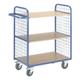 ROLLCART Etagenwagen mit 2 Gitterwänden 80x50 cm Holz-Ladefläche blau, 98x107x50 cm