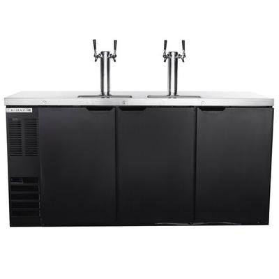 Beverage-Air DD72HC-1-B-ALT Black 2 Double Tap Kegerator Beer Dispenser with Left Side Compressor - (3) 1/2 Keg Capacity