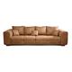 CAVADORE Big Sofa Mavericco / XXL Polstercouch im modernen Design in Lederoptik / Inklusive Rückenkissen und Zierkissen / 287 x 69 x 108 cm (BxHxT) / Mikrofaser Cognac