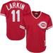 Men's Mitchell & Ness Barry Larkin Red Cincinnati Reds Cooperstown Collection Mesh Batting Practice Button-Up Jersey