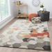 Gray/Orange 96 x 0.5 in Indoor Area Rug - George Oliver Cearley Geometric Handmade Tufted Wool Area Rug in Gray/Beige/Orange Viscose/Wool | Wayfair