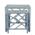 David Francis Furniture Chippendale Glass Top Nesting Tables Rattan/Wicker/Glass in Blue | 22 H x 22 W x 22 D in | Wayfair L2908-NT-S151