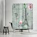 East Urban Home 71" x 74" Shower Curtain, Vintage Typography Paris & Eiffeltower In Green Square by Grab My Art Polyester in Gray | Wayfair