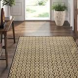 108 x 0.24 in Indoor Area Rug - George Oliver Geometric Hand-Knotted Butter/Taupe Area Rug Viscose, Latex | 108 W x 0.24 D in | Wayfair