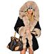 Aox Women Winter Faux Fur Hood Warm Thicken Coat Lady Casual Plus Size Parka Jacket Outdoor Overcoat (14, Beige Black)